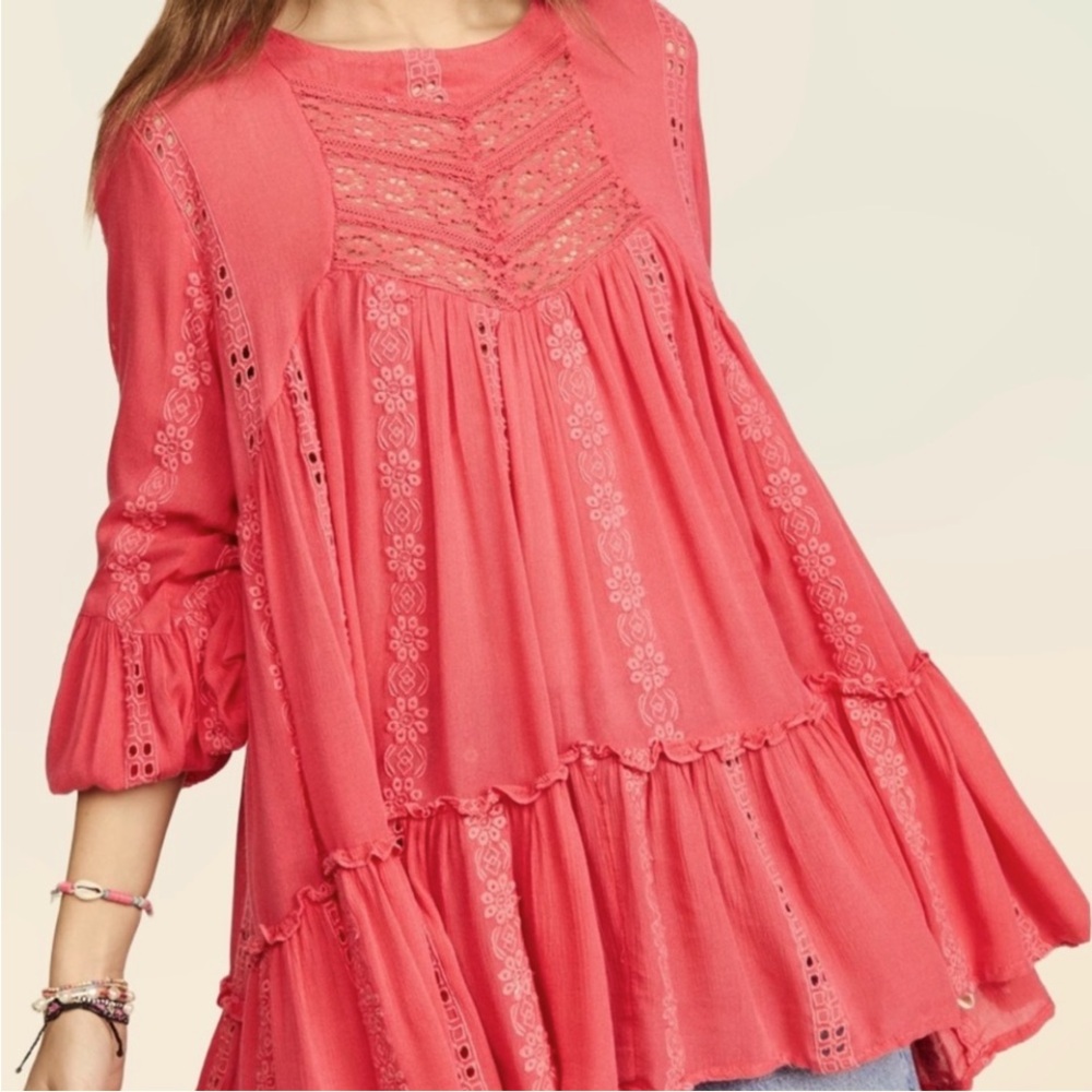 Free People Coral Lace Detail Women's Dress and slip - Picture 3 of 15